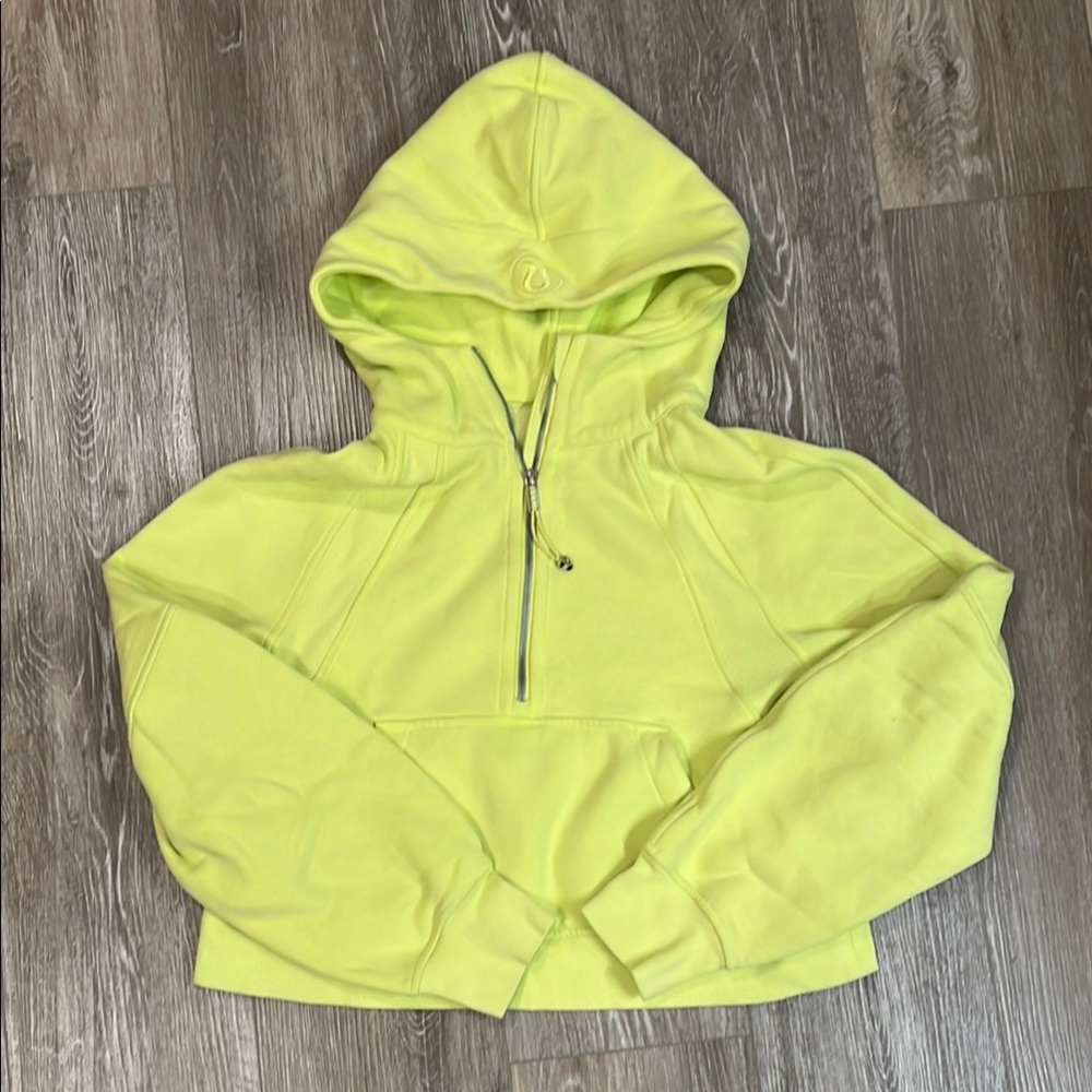 Lululemon Neon Yellow Cropped Scuba Hoodie - XS/S